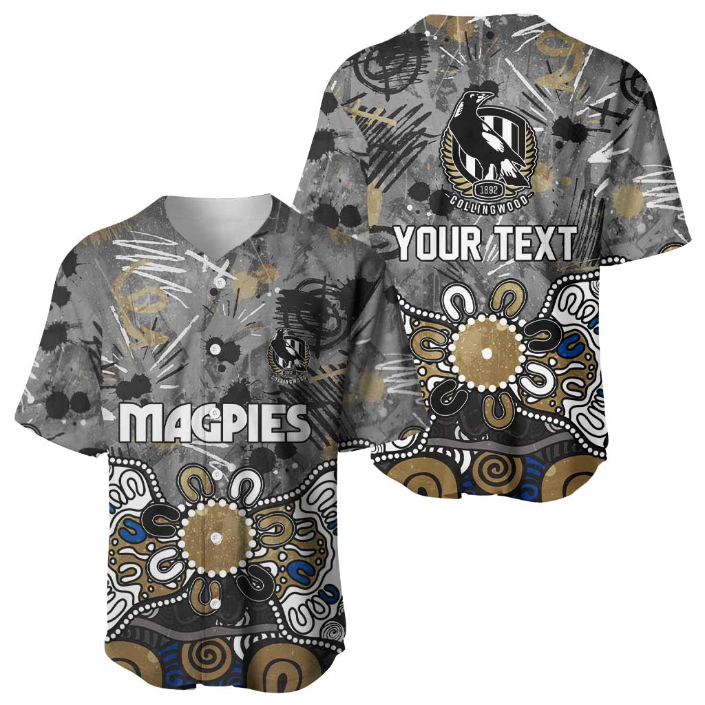 Personalized Collingwood Magpies Baseball Jersey Aboriginal Dot Painting Graffiti Style