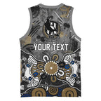 Personalized Collingwood Magpies Basketball Jersey Aboriginal Dot Painting Graffiti Style