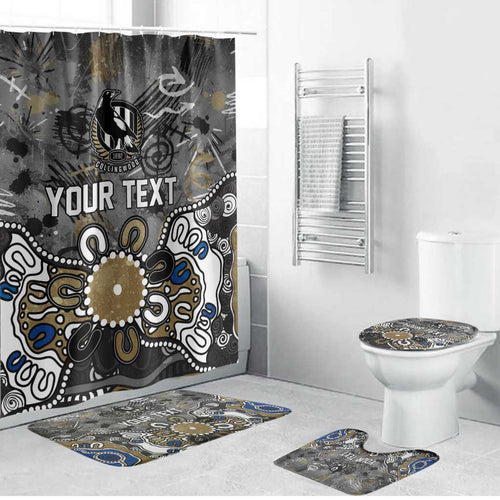 Personalized Collingwood Magpies Bathroom Set Aboriginal Dot Painting Graffiti Style