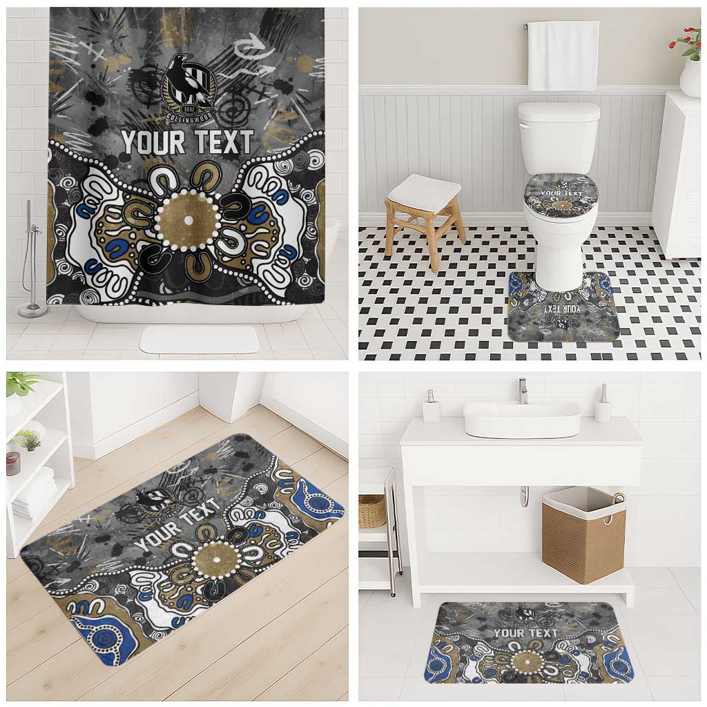Personalized Collingwood Magpies Bathroom Set Aboriginal Dot Painting Graffiti Style