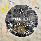 Personalized Collingwood Magpies Beach Blanket Aboriginal Dot Painting Graffiti Style