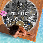 Personalized Collingwood Magpies Beach Blanket Aboriginal Dot Painting Graffiti Style