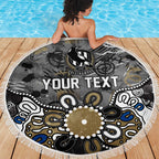 Personalized Collingwood Magpies Beach Blanket Aboriginal Dot Painting Graffiti Style
