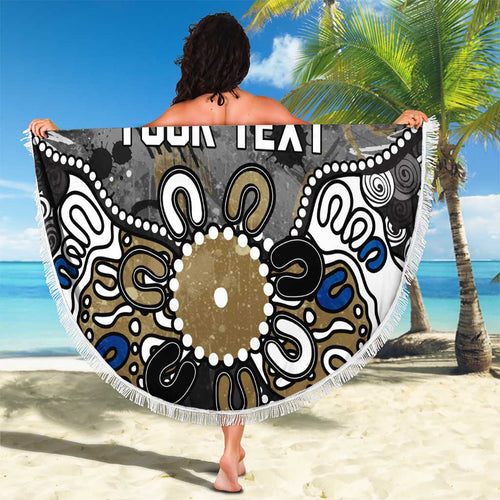 Personalized Collingwood Magpies Beach Blanket Aboriginal Dot Painting Graffiti Style