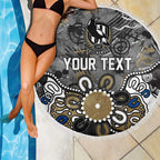 Personalized Collingwood Magpies Beach Blanket Aboriginal Dot Painting Graffiti Style