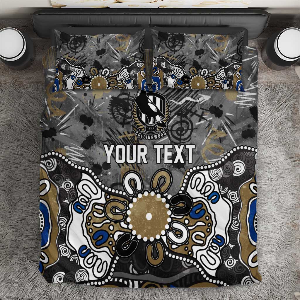 Personalized Collingwood Magpies Bedding Set Aboriginal Dot Painting Graffiti Style