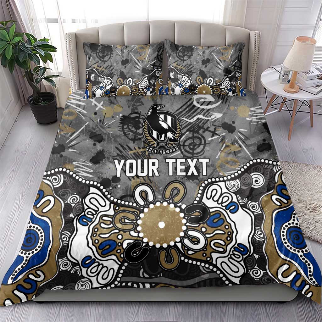 Personalized Collingwood Magpies Bedding Set Aboriginal Dot Painting Graffiti Style
