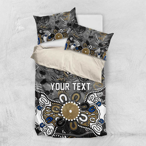 Personalized Collingwood Magpies Bedding Set Aboriginal Dot Painting Graffiti Style