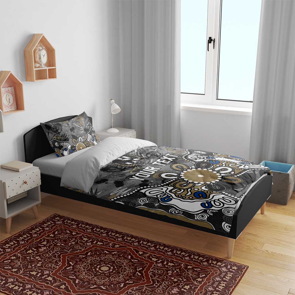 Personalized Collingwood Magpies Bedding Set Aboriginal Dot Painting Graffiti Style