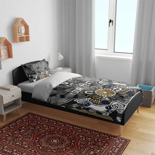 Personalized Collingwood Magpies Bedding Set Aboriginal Dot Painting Graffiti Style