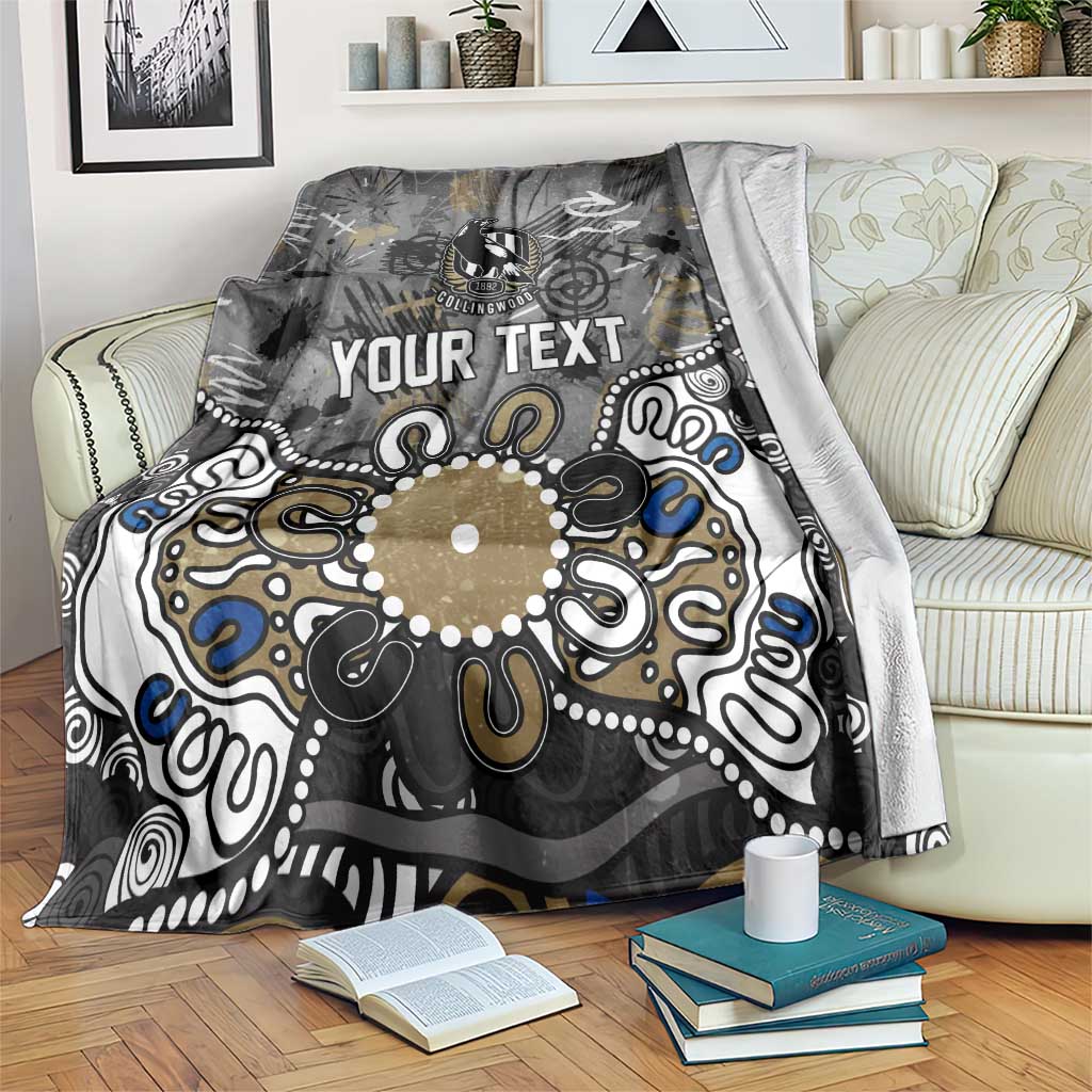 Personalized Collingwood Magpies Blanket Aboriginal Dot Painting Graffiti Style