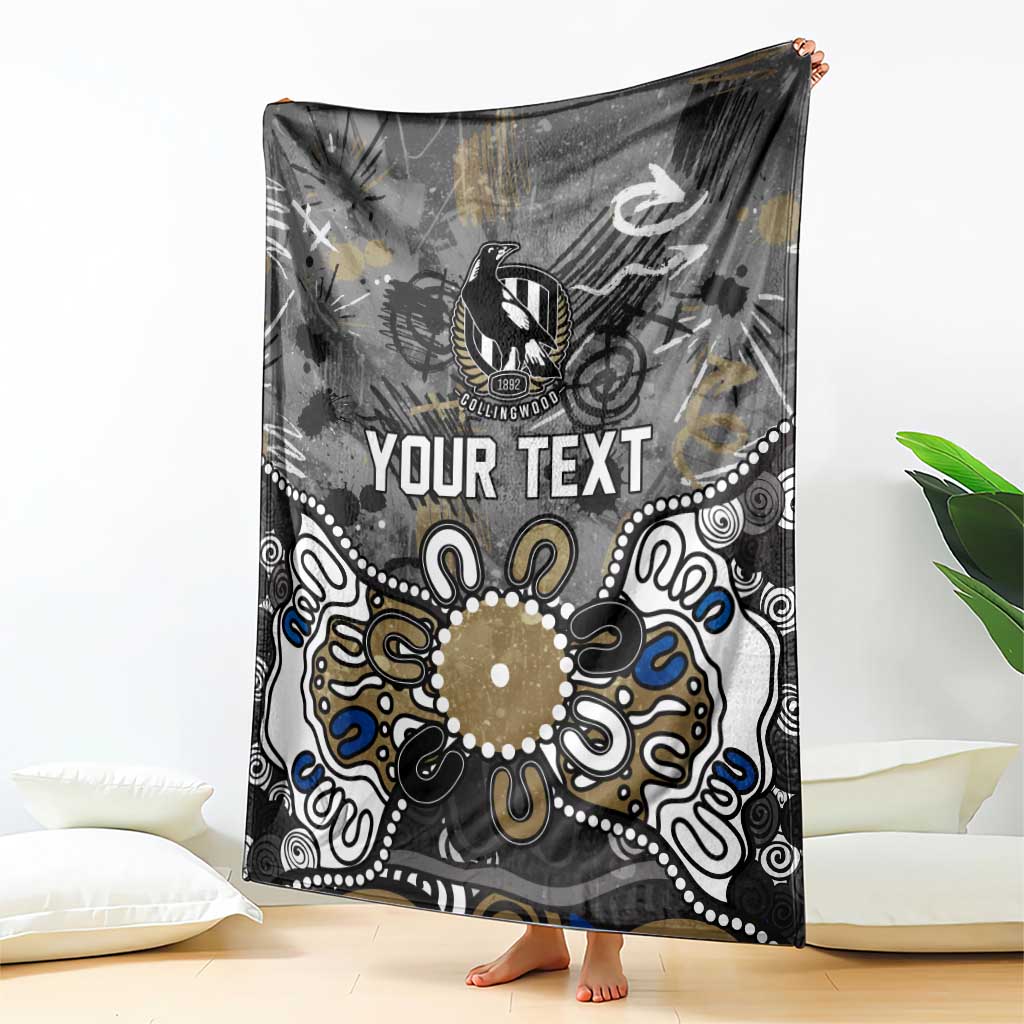 Personalized Collingwood Magpies Blanket Aboriginal Dot Painting Graffiti Style