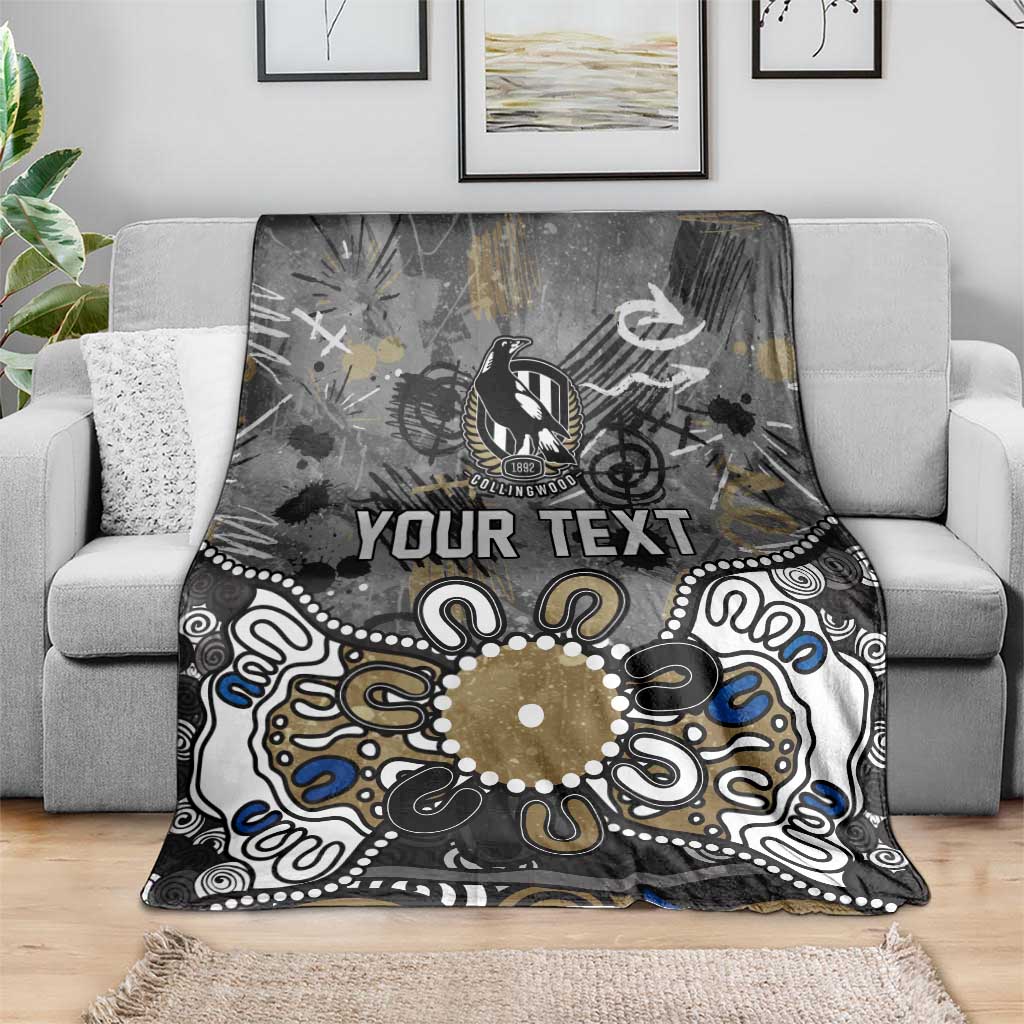 Personalized Collingwood Magpies Blanket Aboriginal Dot Painting Graffiti Style