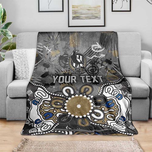 Personalized Collingwood Magpies Blanket Aboriginal Dot Painting Graffiti Style