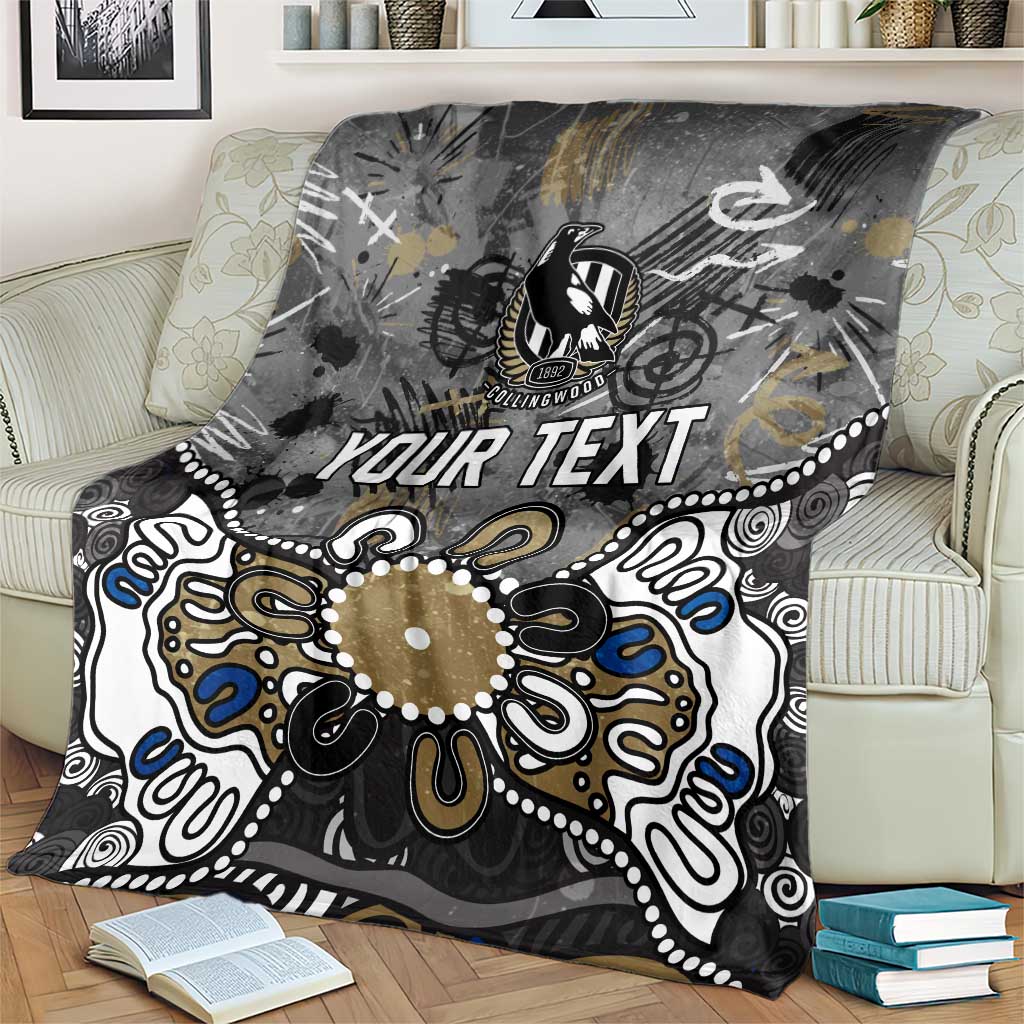 Personalized Collingwood Magpies Blanket Aboriginal Dot Painting Graffiti Style