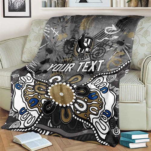 Personalized Collingwood Magpies Blanket Aboriginal Dot Painting Graffiti Style