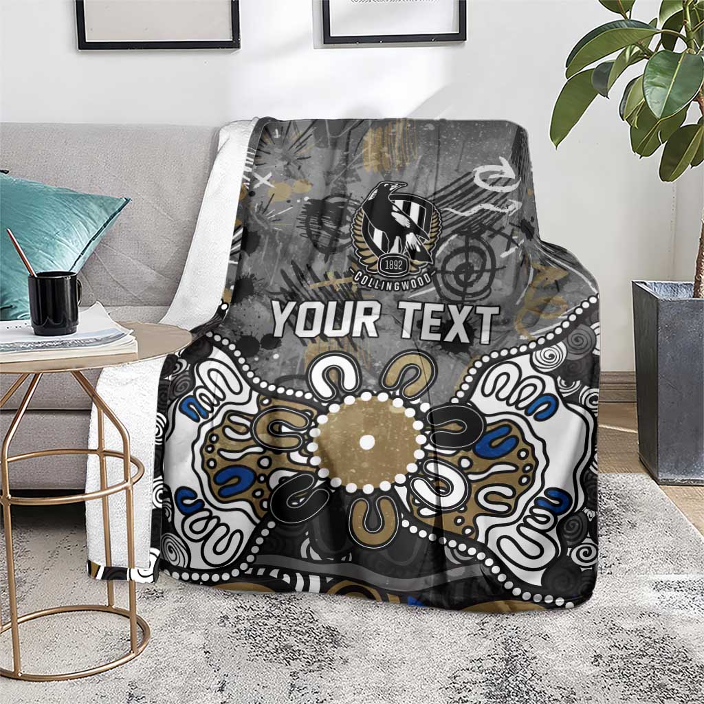 Personalized Collingwood Magpies Blanket Aboriginal Dot Painting Graffiti Style