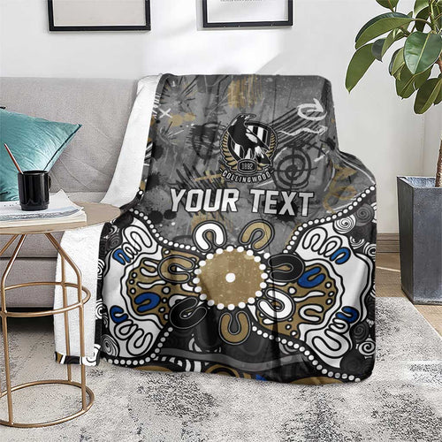 Personalized Collingwood Magpies Blanket Aboriginal Dot Painting Graffiti Style