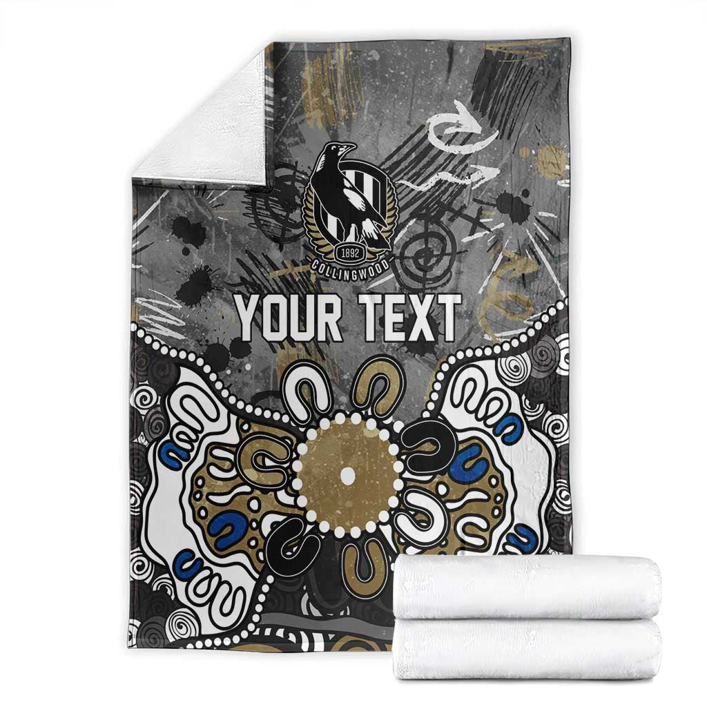 Personalized Collingwood Magpies Blanket Aboriginal Dot Painting Graffiti Style