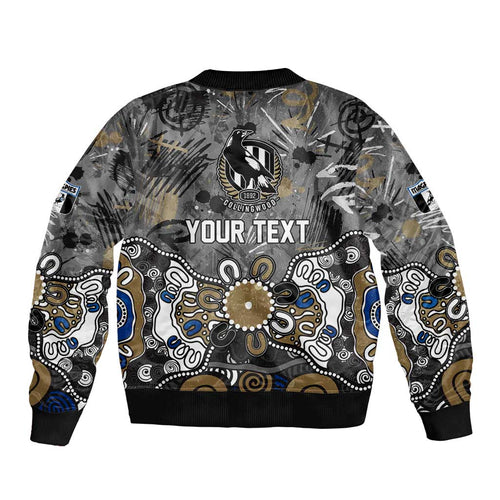 Personalized Collingwood Magpies Bomber Jacket Aboriginal Dot Painting Graffiti Style