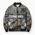 Personalized Collingwood Magpies Bomber Puffer Jacket Aboriginal Dot Painting Graffiti Style