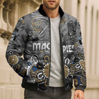 Personalized Collingwood Magpies Bomber Puffer Jacket Aboriginal Dot Painting Graffiti Style