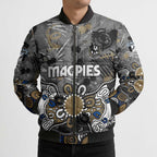 Personalized Collingwood Magpies Bomber Puffer Jacket Aboriginal Dot Painting Graffiti Style