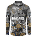 Personalized Collingwood Magpies Button Sweatshirt Aboriginal Dot Painting Graffiti Style