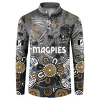 Personalized Collingwood Magpies Button Sweatshirt Aboriginal Dot Painting Graffiti Style