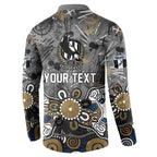 Personalized Collingwood Magpies Button Sweatshirt Aboriginal Dot Painting Graffiti Style