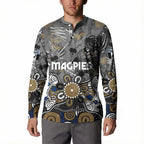 Personalized Collingwood Magpies Button Sweatshirt Aboriginal Dot Painting Graffiti Style