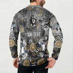 Personalized Collingwood Magpies Button Sweatshirt Aboriginal Dot Painting Graffiti Style