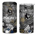 Personalized Collingwood Magpies 4 in 1 Can Cooler Tumbler Aboriginal Dot Painting Graffiti Style