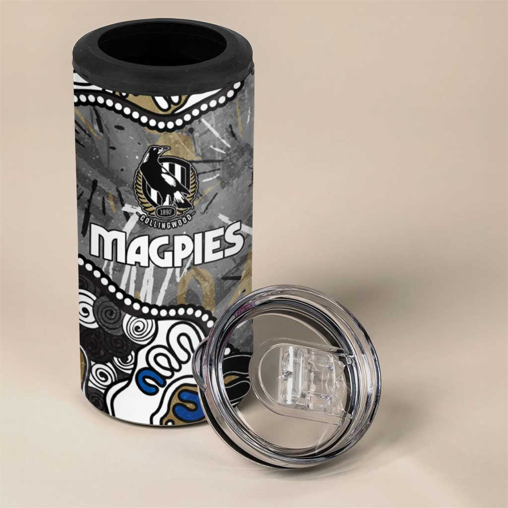 Personalized Collingwood Magpies 4 in 1 Can Cooler Tumbler Aboriginal Dot Painting Graffiti Style