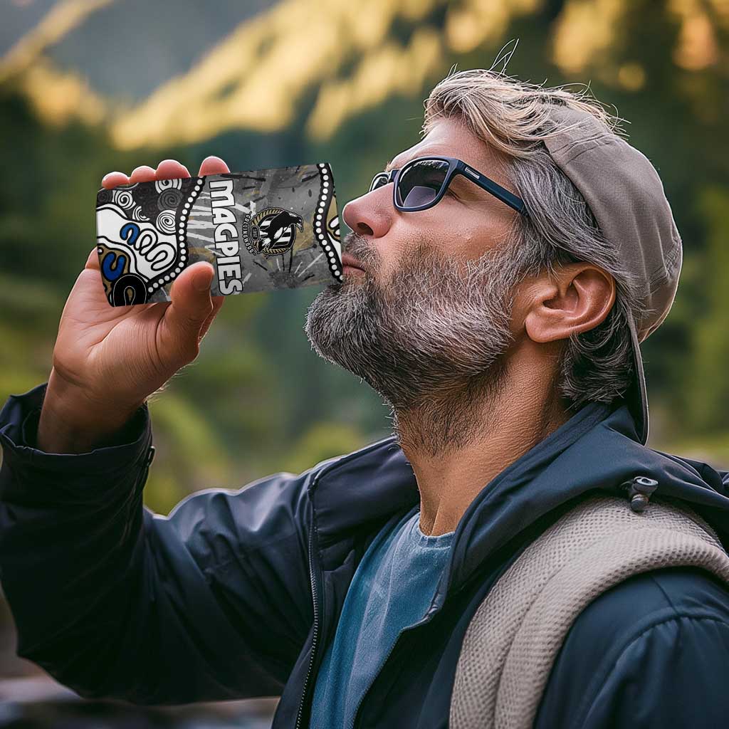 Personalized Collingwood Magpies 4 in 1 Can Cooler Tumbler Aboriginal Dot Painting Graffiti Style