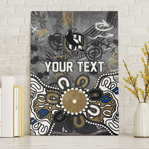 Personalized Collingwood Magpies Canvas Wall Art Aboriginal Dot Painting Graffiti Style