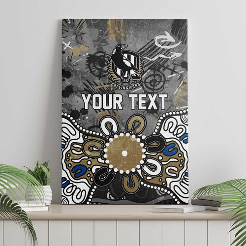 Personalized Collingwood Magpies Canvas Wall Art Aboriginal Dot Painting Graffiti Style