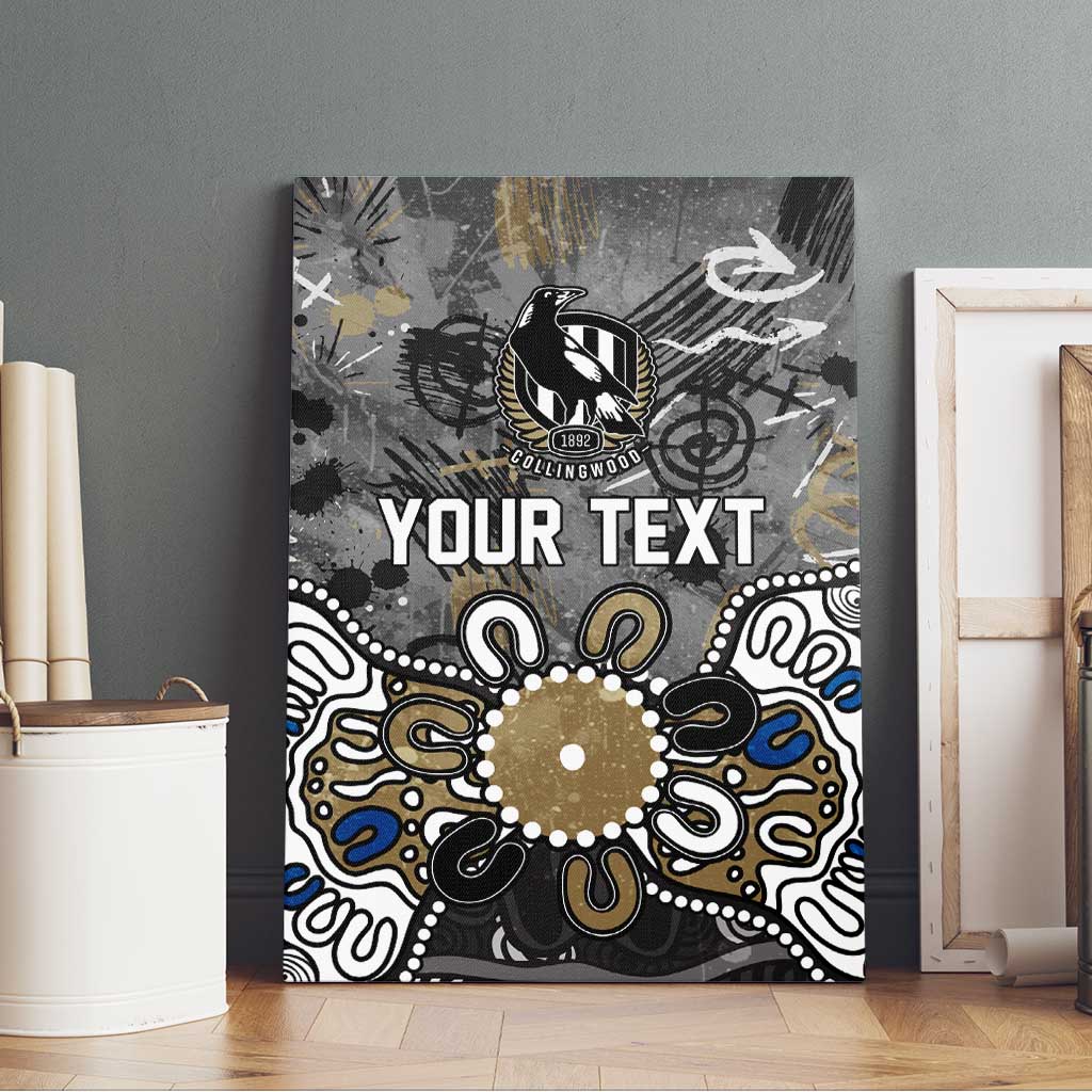Personalized Collingwood Magpies Canvas Wall Art Aboriginal Dot Painting Graffiti Style