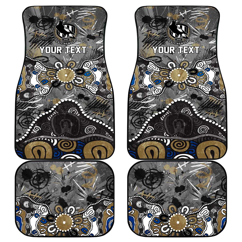 Personalized Collingwood Magpies Car Mats Aboriginal Dot Painting Graffiti Style