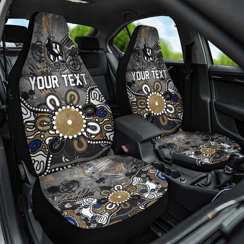 Personalized Collingwood Magpies Car Seat Cover Aboriginal Dot Painting Graffiti Style