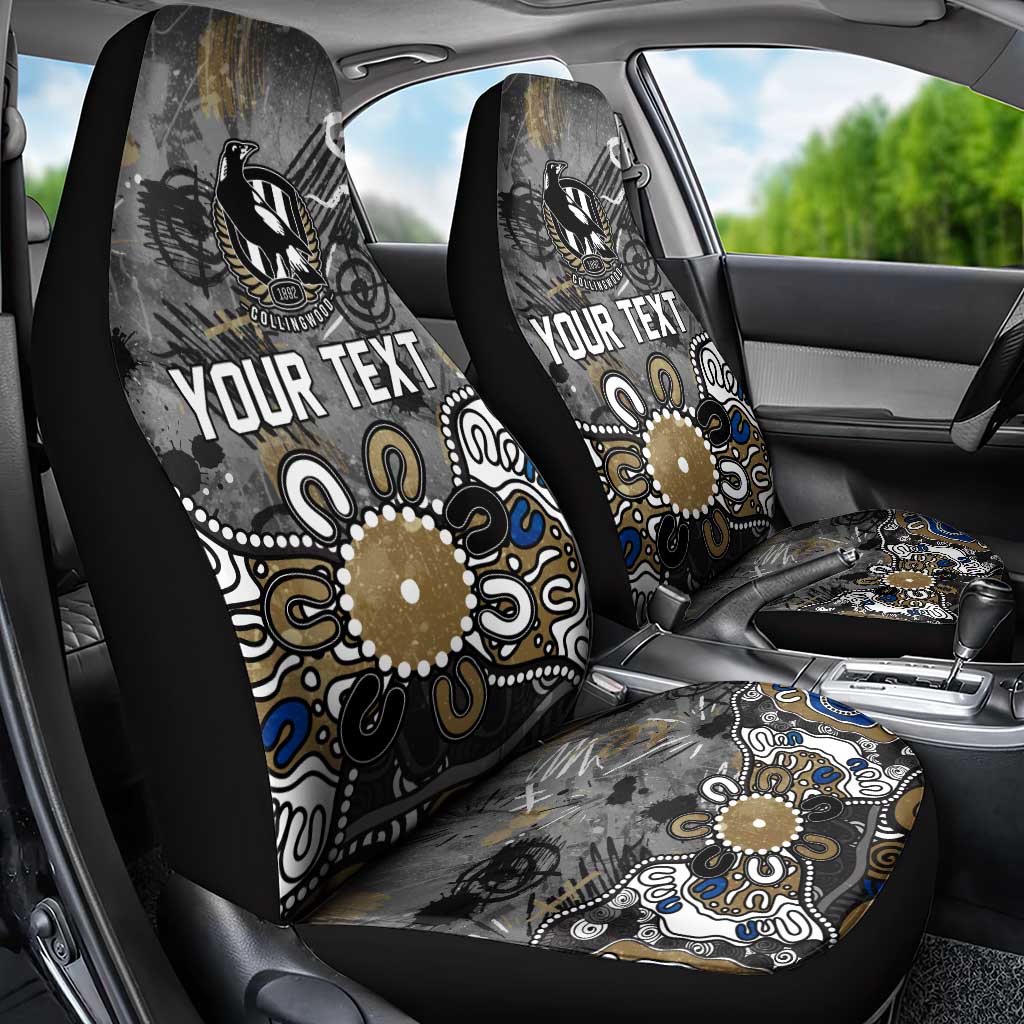 Personalized Collingwood Magpies Car Seat Cover Aboriginal Dot Painting Graffiti Style