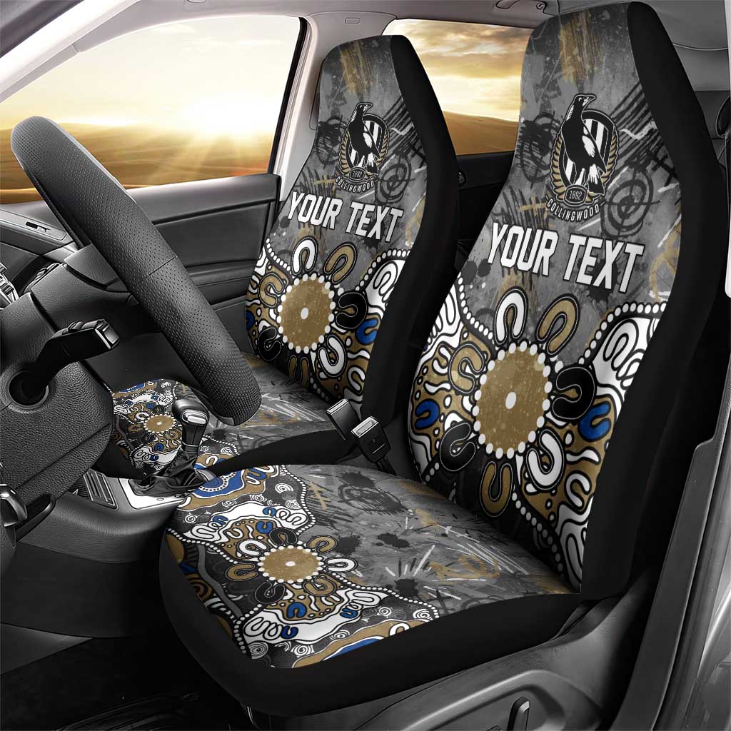 Personalized Collingwood Magpies Car Seat Cover Aboriginal Dot Painting Graffiti Style