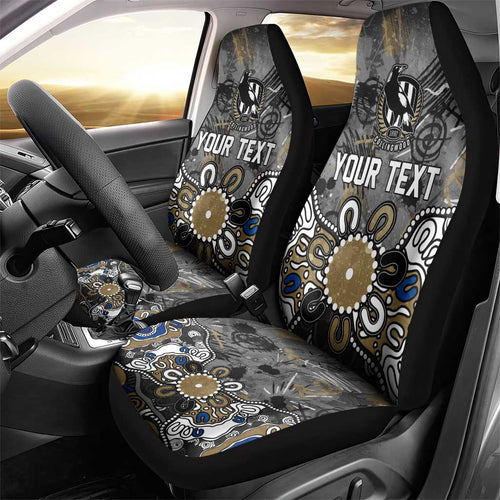 Personalized Collingwood Magpies Car Seat Cover Aboriginal Dot Painting Graffiti Style