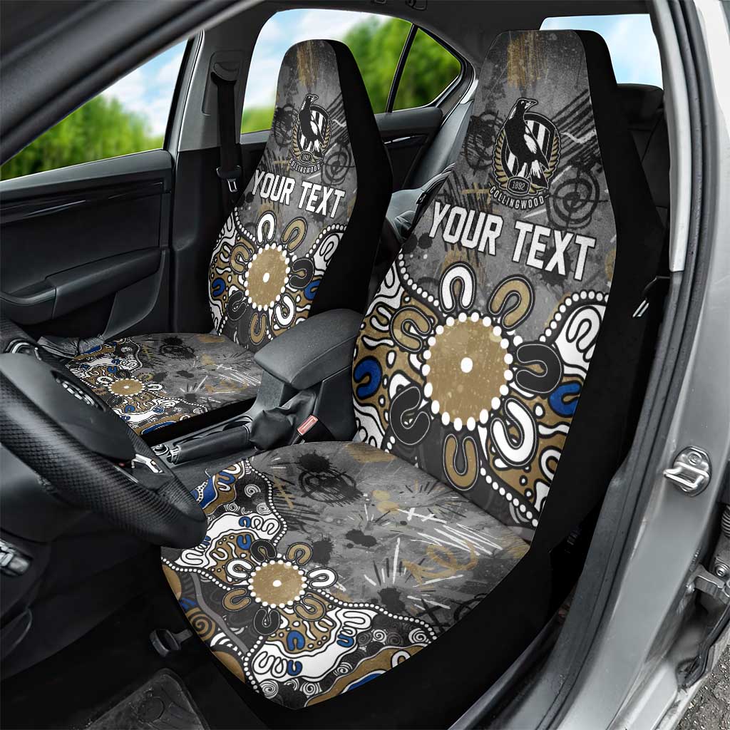 Personalized Collingwood Magpies Car Seat Cover Aboriginal Dot Painting Graffiti Style