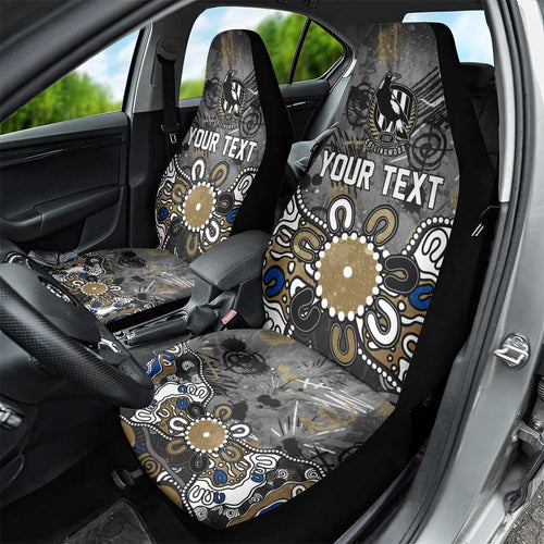 Personalized Collingwood Magpies Car Seat Cover Aboriginal Dot Painting Graffiti Style