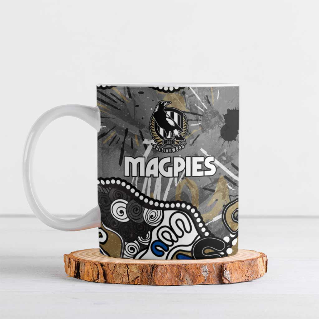 Personalized Collingwood Magpies Ceramic Mug Aboriginal Dot Painting Graffiti Style
