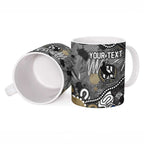 Personalized Collingwood Magpies Ceramic Mug Aboriginal Dot Painting Graffiti Style