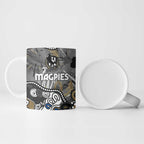 Personalized Collingwood Magpies Ceramic Mug Aboriginal Dot Painting Graffiti Style