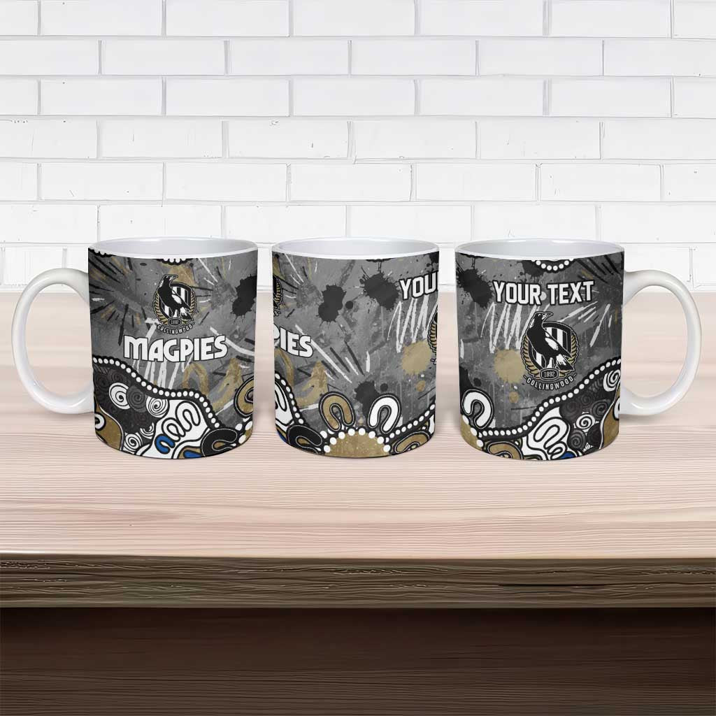 Personalized Collingwood Magpies Ceramic Mug Aboriginal Dot Painting Graffiti Style