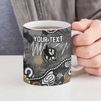 Personalized Collingwood Magpies Ceramic Mug Aboriginal Dot Painting Graffiti Style